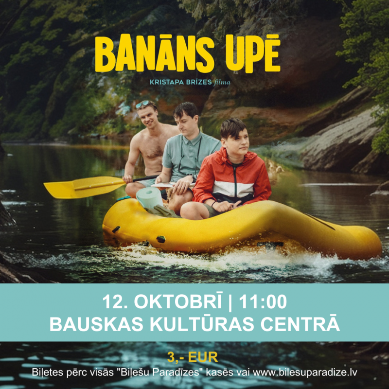 Kino / Piedzīvojumu komēdija “Banāns upē” 2024. gada 12. oktobrī plkst. 11:00 Bauskas Kultūras centrā