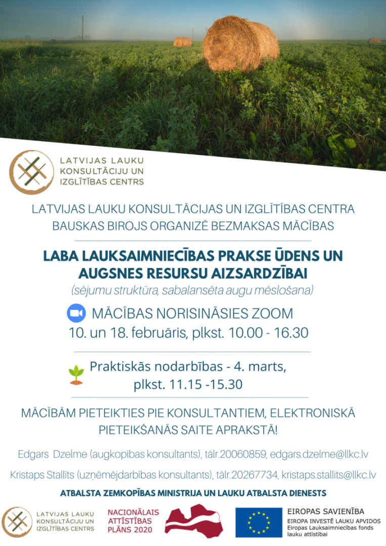 LLKC Bauskas birojs organizē bezmaksas mācības