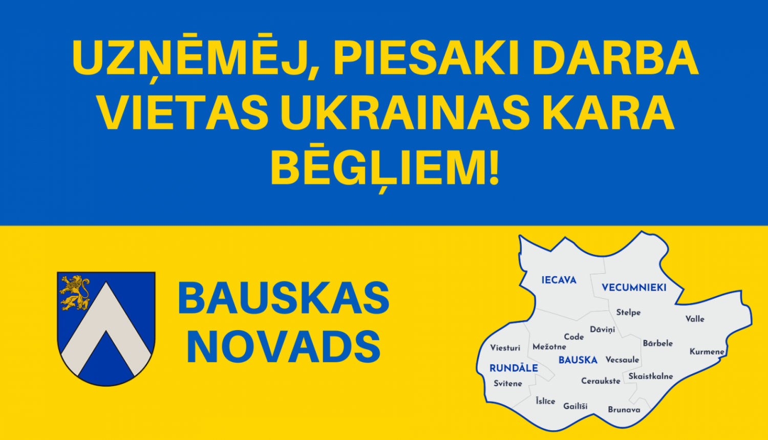 Aicinām Bauskas novada uzņēmumus piedāvāt darba vietas Ukrainas kara bēgļiem 